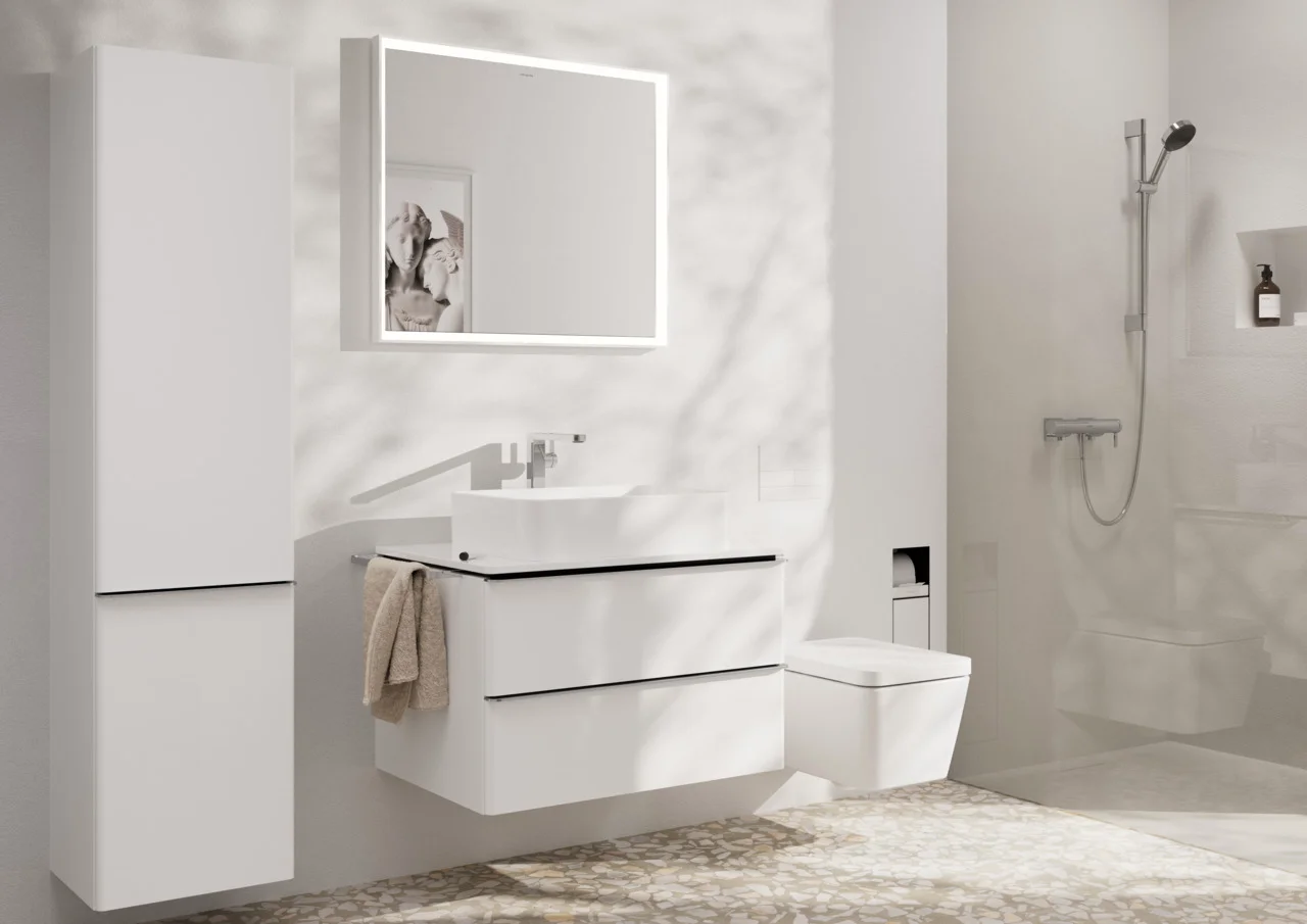 Hansgrohe Xarita E Spiegel 800/700/50 mm mit LED-Beleuchtung, IR-Sensor, Mattweiß Hansgrohe Xarita E Spiegel 800/700/50 mm mit LED-Beleuchtung, IR-Sensor, Mattweiß