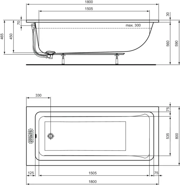 Ideal Standard Badewanne „LaDolceVita“ 80 × 180 cm