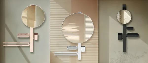 Beauty Bar Accessoires-Kombination Alu+ M700 mit Spiegel Durchmesser 320mm Rose Beauty Bar Accessoires-Kombination Alu+ M700 mit Spiegel Durchmesser 320mm Rose