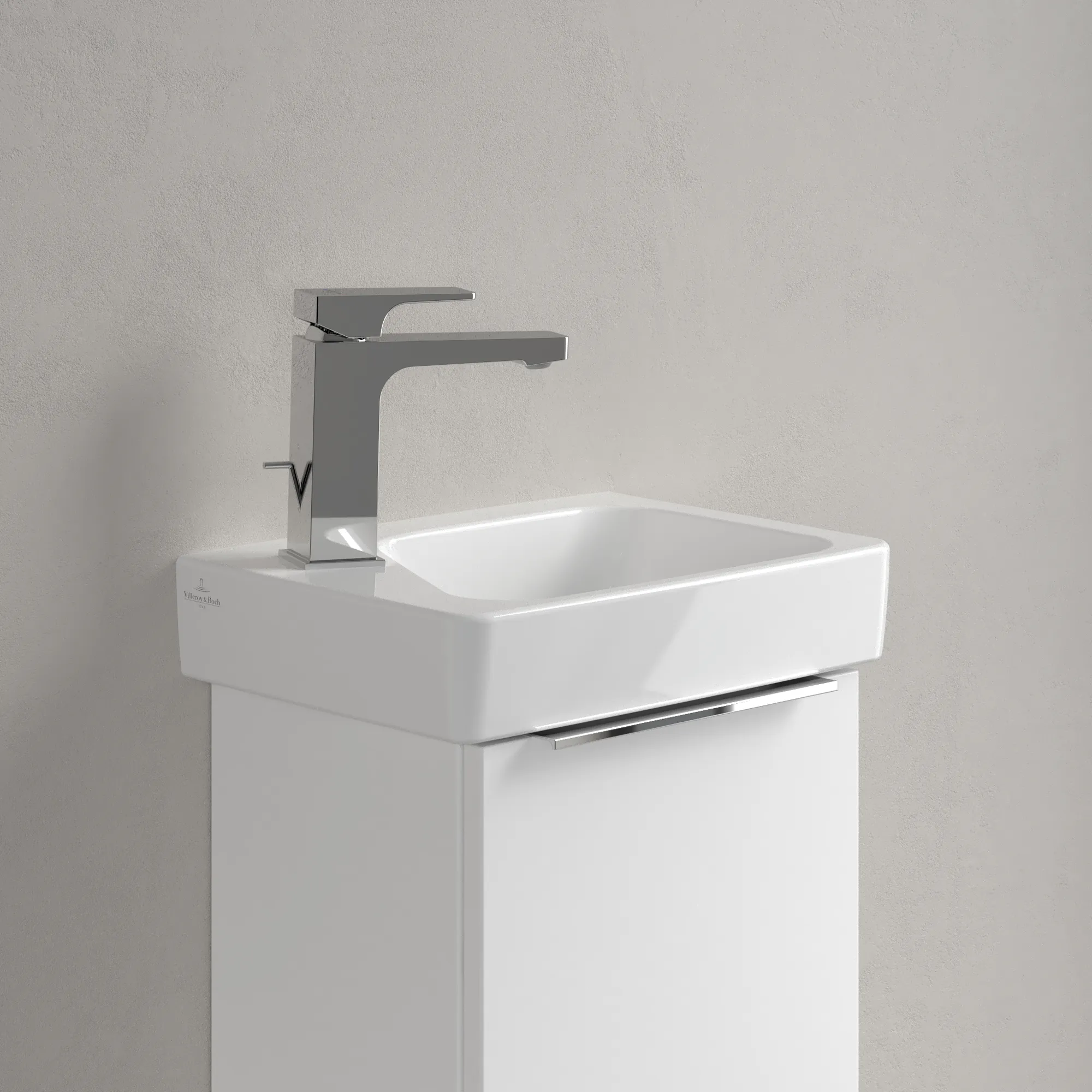 Villeroy & Boch Waschbecken „Architectura“ 360 × 265 × 135 mm, ohne Hahnlochbohrung, für Becken rechts in Weiß Alpin Villeroy & Boch Waschbecken „Architectura“ 360 × 265 × 135 mm, ohne Hahnlochbohrung, für Becken rechts in Weiß Alpin