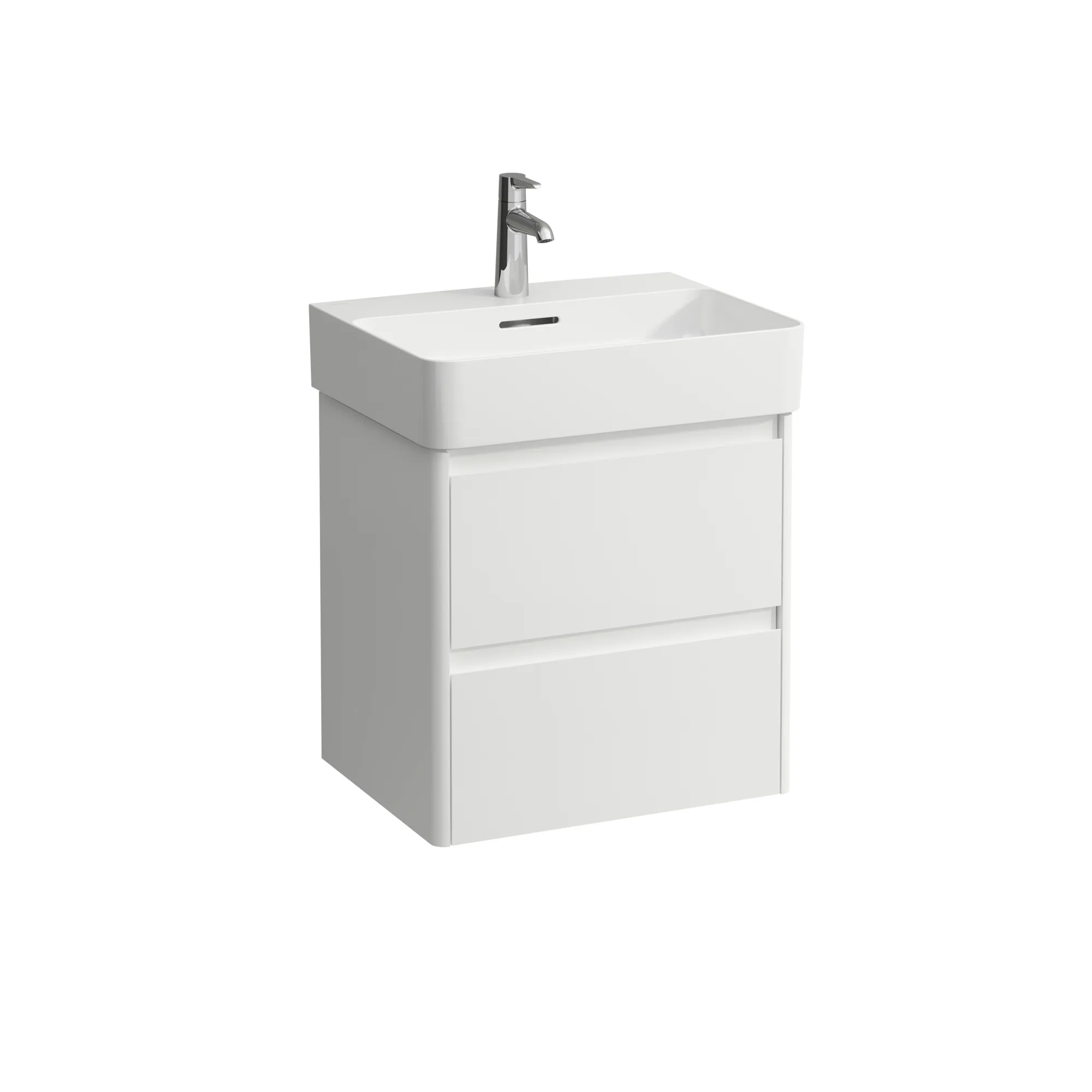 Waschtischunterbau BASE 2.0 für VAL 400x521x515 2 Schubladen mit Griffmulde für Waschtisch H810282 weiß matt