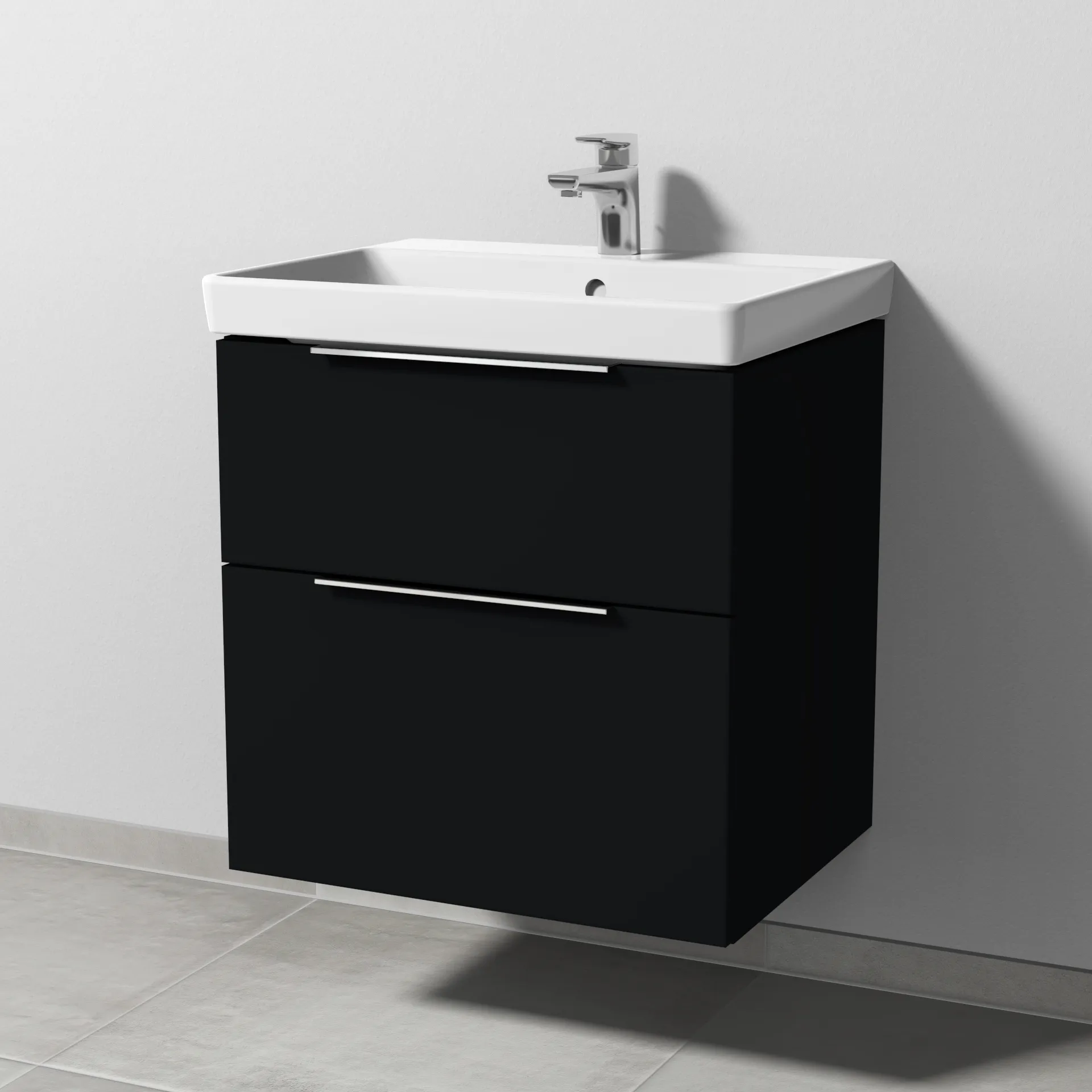 Sanipa Waschtischunterschrank „3way“ passend zu Keramik-Waschtische Avento von Villeroy & Boch 580 × 580 × 452 mm in Schwarz (matt)