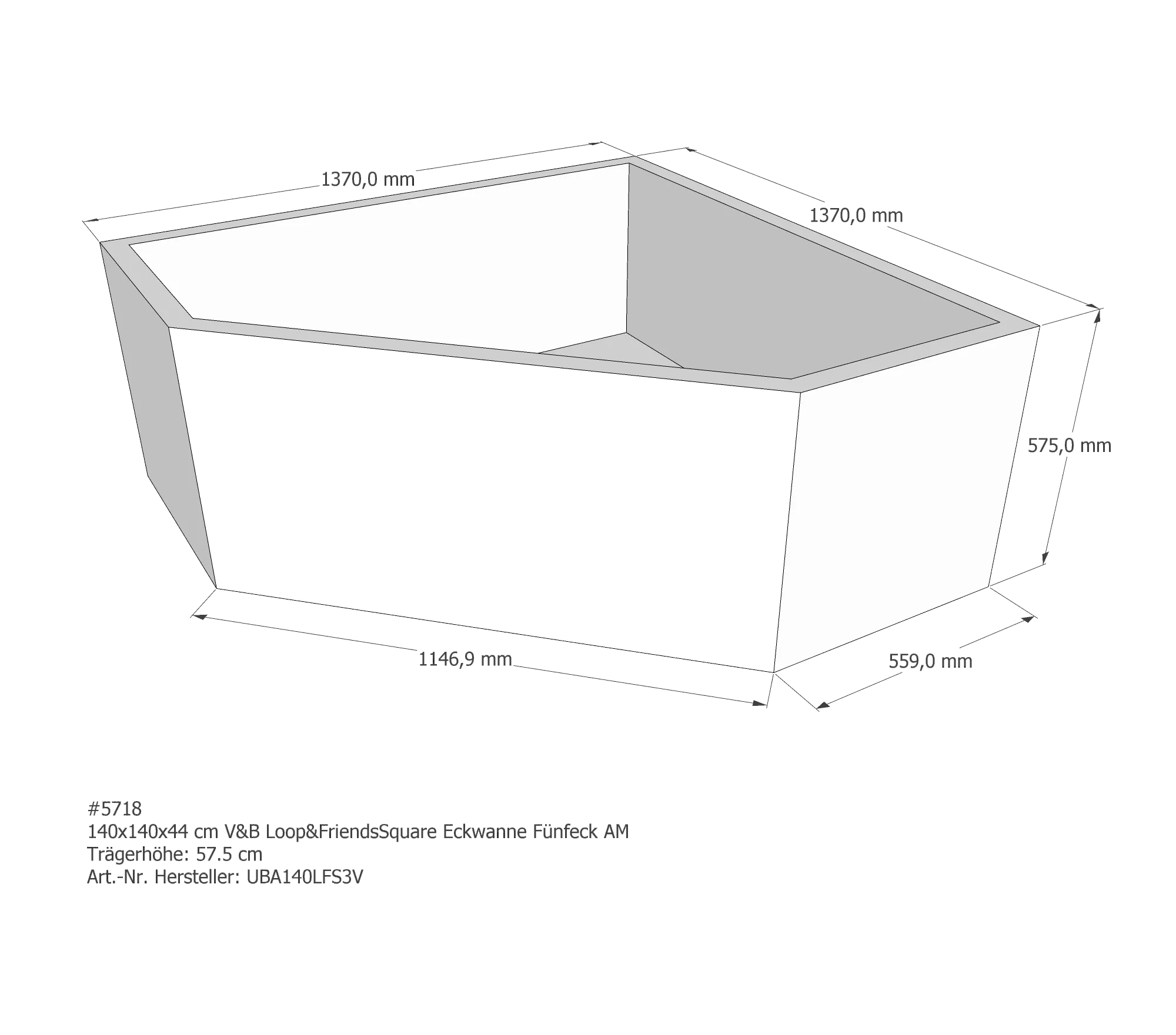 Badewannenträger für Villeroy & Boch Loop & Friends 140 × 140 × 44 cm Badewannenträger für Villeroy & Boch Loop & Friends 140 × 140 × 44 cm