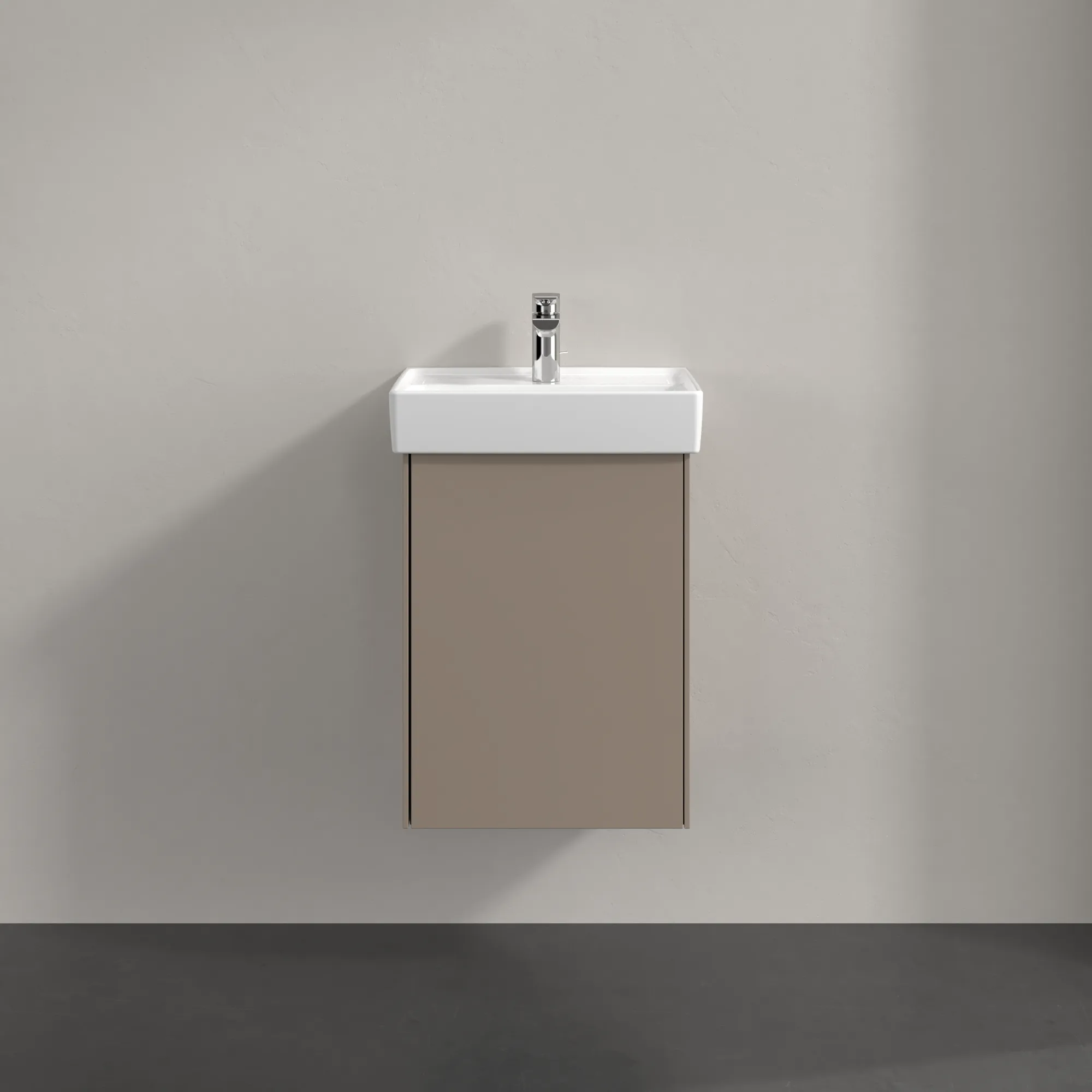 Villeroy & Boch Waschtischunterschrank mit Tür „Collaro“ 410 × 546 × 344 mm Taupe, für Becken mittig, Anschlag rechts, ohne Beleuchtung Villeroy & Boch Waschtischunterschrank mit Tür „Collaro“ 410 × 546 × 344 mm Taupe, für Becken mittig, Anschlag rechts, ohne Beleuchtung