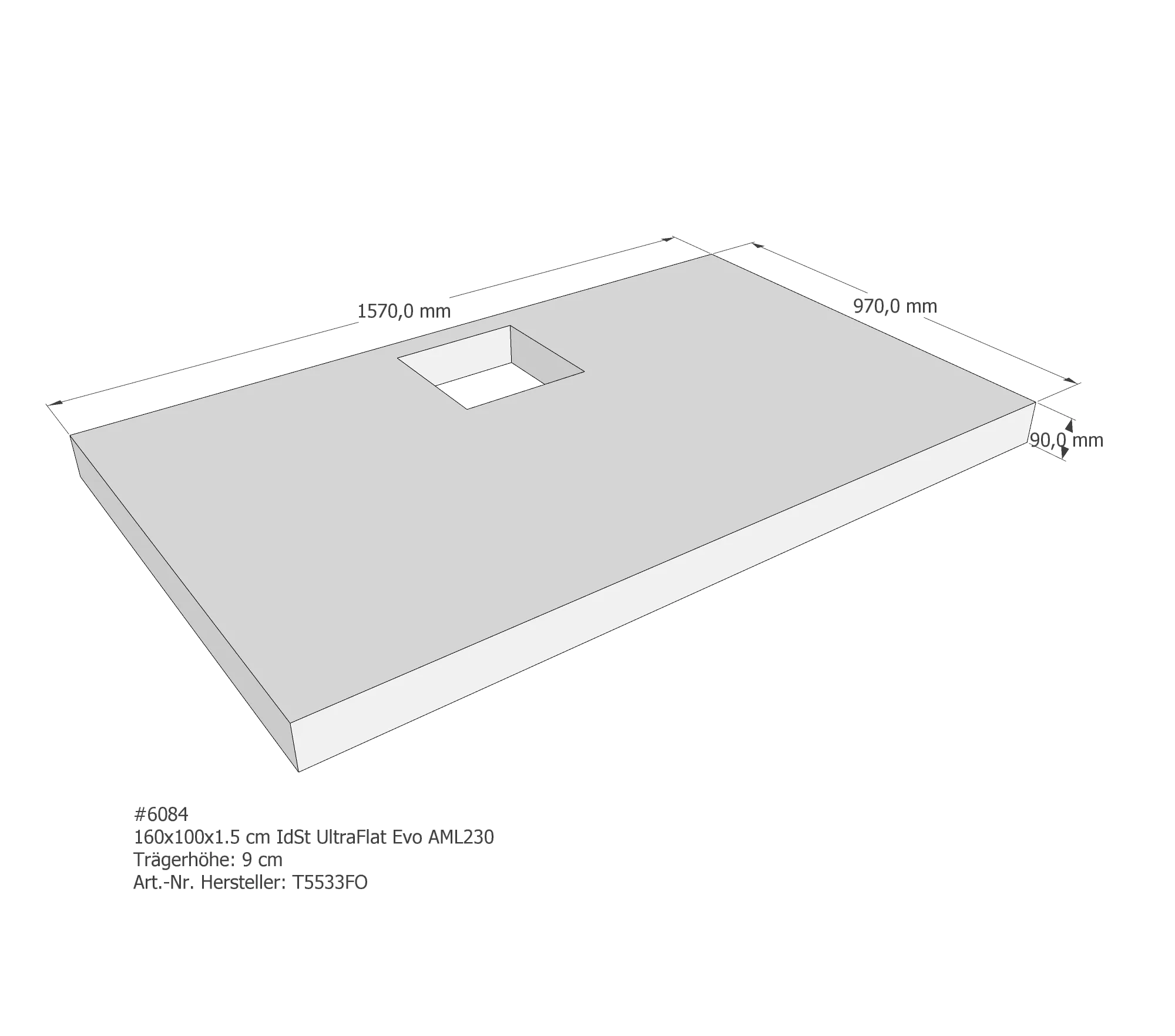Duschwannenträger passend für Ideal Standard 160 × 100 × 1,5 cm