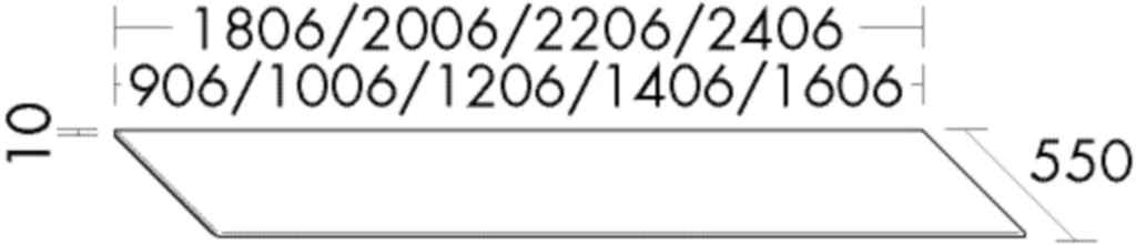 Konsolenplatte - Höhe 10 mm, Konsolenplatte, Tiefe: 550 mm, Breite: 1006 mm, Höhe: 10 mm