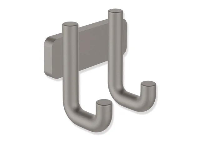 Doppelhaken, Edelstahl, pulverbeschichtet, 75 mm breit, 70 mm hoch, 47 mm tief, Durchmesser 11 mm, in Farbe DC (Schwarz tiefmatt) Doppelhaken, Edelstahl, pulverbeschichtet, 75 mm breit, 70 mm hoch, 47 mm tief, Durchmesser 11 mm, in Farbe DC (Schwarz tiefmatt)