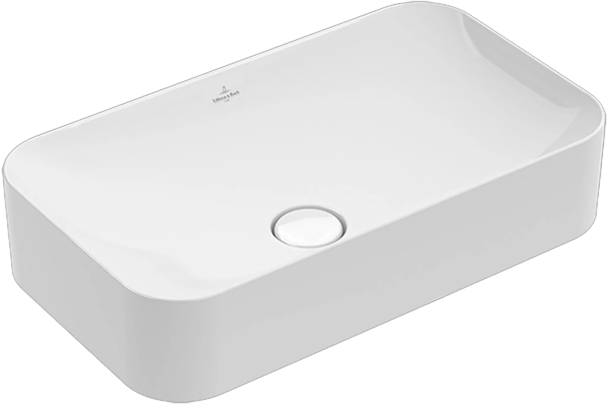 Villeroy & Boch Aufsatzwaschtisch aus TitanCeram „Finion“ 600 × 350 × 115 mm, ohne Hahnlochbohrung in Pure Black, mit CeramicPlus