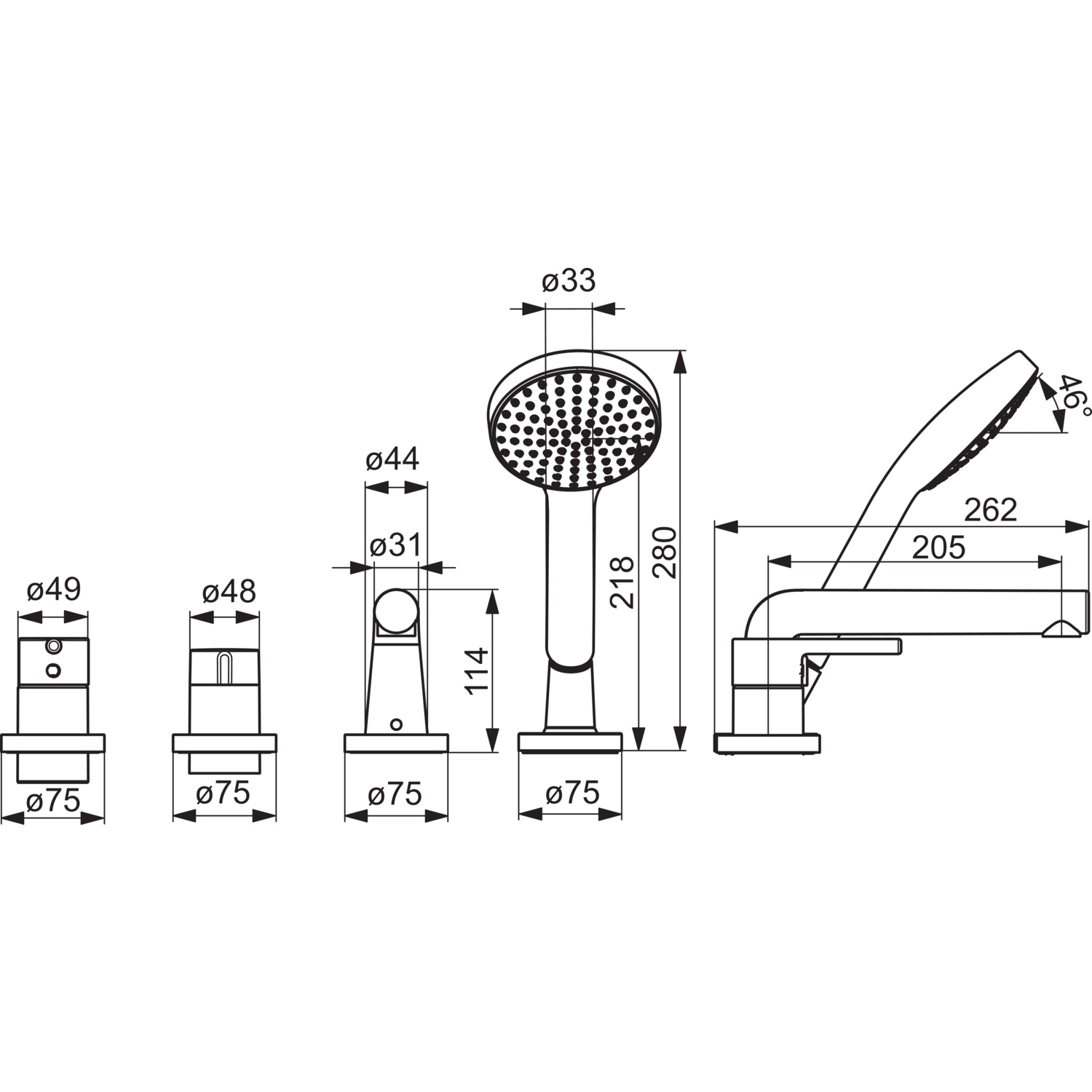 EHM Fertigmontageset für Wanne/Brause VANTIS Style 5471 Rosette rund 1-strahlig Ausladung 205 mm Chrom EHM Fertigmontageset für Wanne/Brause VANTIS Style 5471 Rosette rund 1-strahlig Ausladung 205 mm Chrom