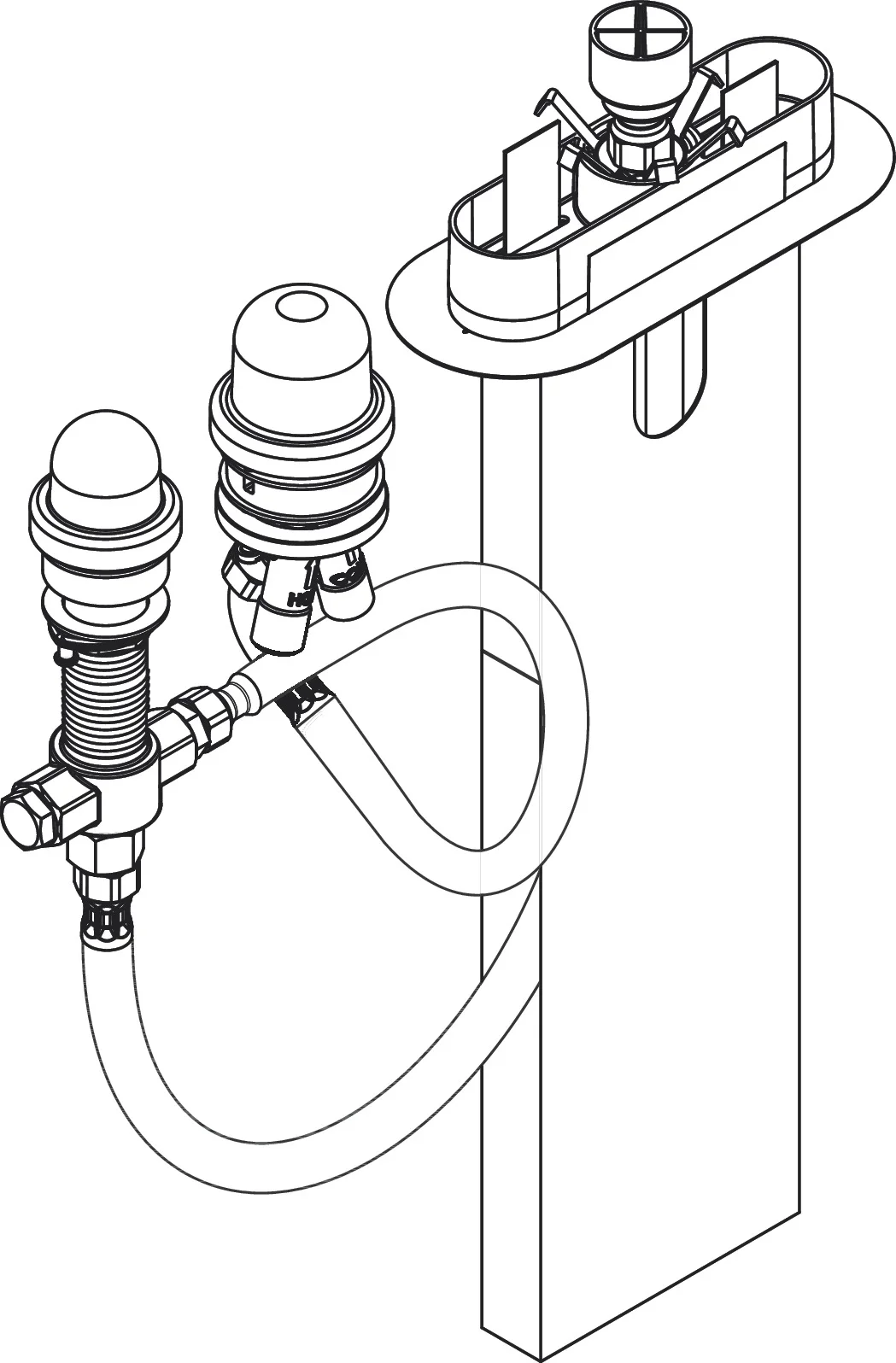 Hansgrohe AXOR 3-Loch Wannenarmatur Grundkörper für Wannenrandmontage, Lochbohrung 35 mm / 50 mm, max. Fliesenhöhe 0–30 mm, Anschluss DN15, Schlauchlänge 600 mm