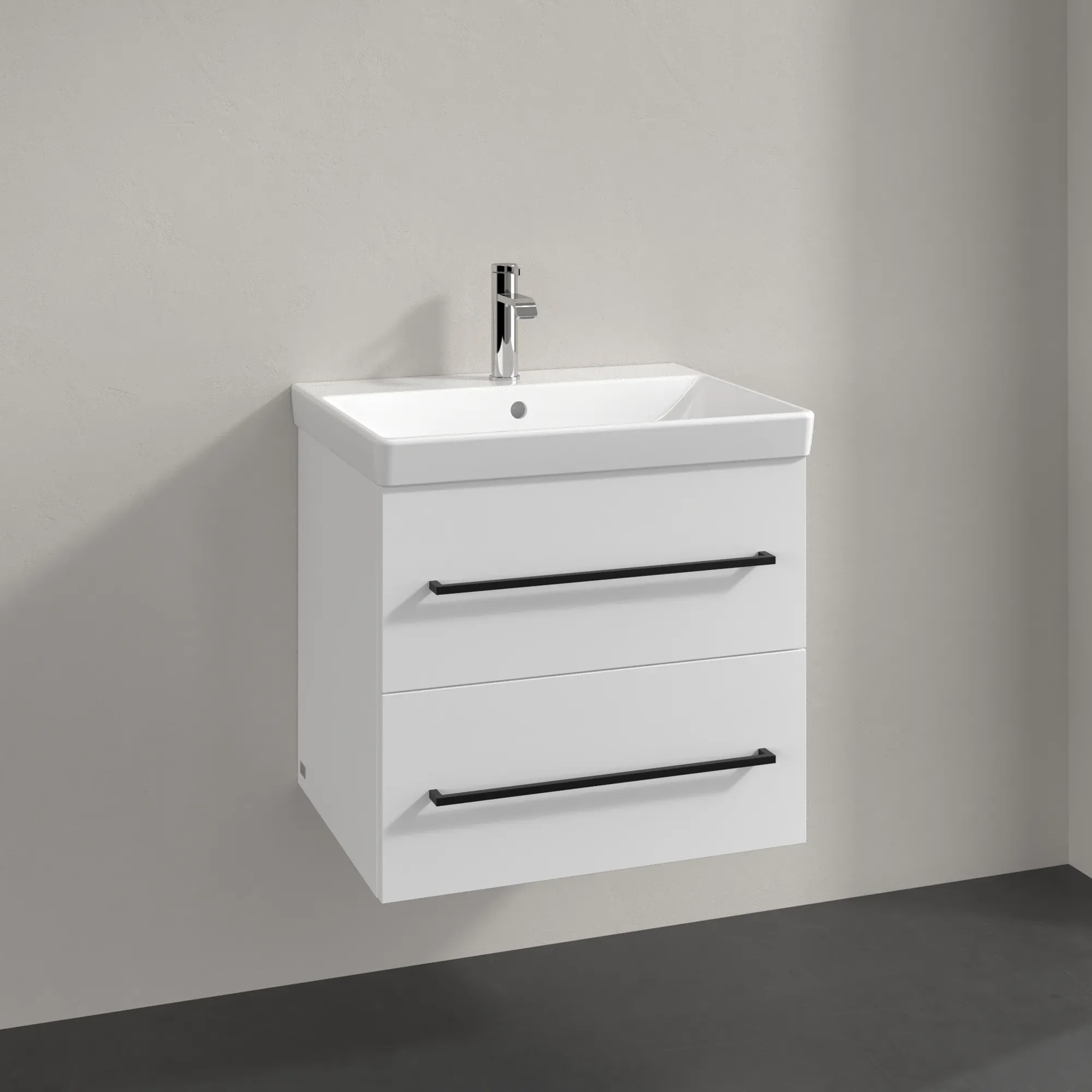 Villeroy & Boch Waschtischunterschrank „Avento“ für Schrankwaschtisch 58 × 51,4 × 45,2 × 45,2 cm Brilliant White, Soft Closing