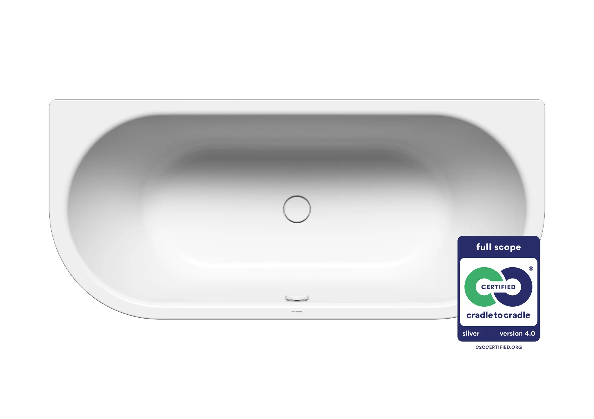 Kaldewei Badewanne „Centro Duo 2“ vorwand 180 × 80 cm mit Überlaufbohrung, in alpinweiß
