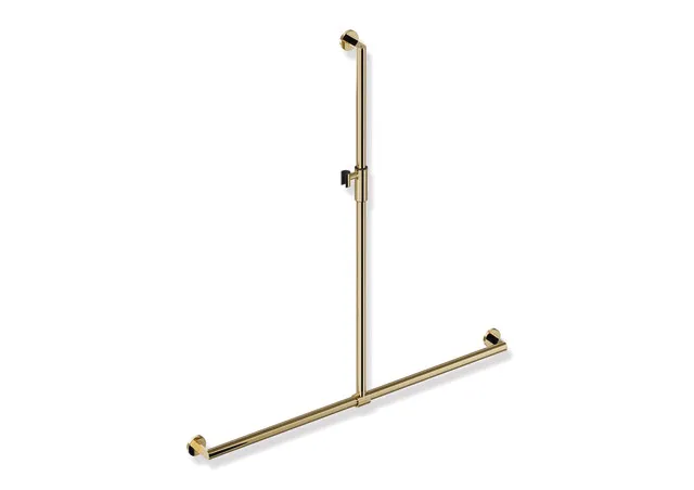 Duschhandlauf mit verschiebbarer Brausehalterstange, Edelstahl, PVD, mit magnetischem Brausehalter, senkrechte Länge 1250 mm, waagerechte Länge 1185 mm, D: 32 mm, in Farbe CK (Messing glänzend) Duschhandlauf mit verschiebbarer Brausehalterstange, Edelstahl, PVD, mit magnetischem Brausehalter, senkrechte Länge 1250 mm, waagerechte Länge 1185 mm, D: 32 mm, in Farbe CK (Messing glänzend)