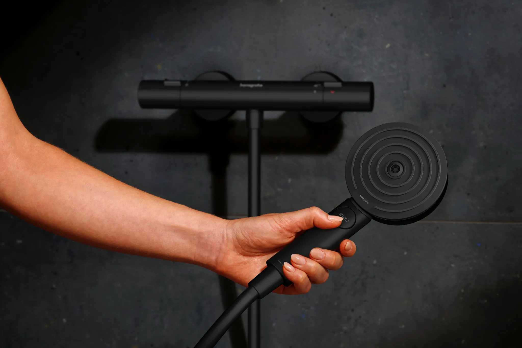 Hansgrohe Pulsify Select S 105 3jet Relaxation EcoSmart mit Ecostat Fine, Brausestange 90 cm, Mattschwarz Hansgrohe Pulsify Select S 105 3jet Relaxation EcoSmart mit Ecostat Fine, Brausestange 90 cm, Mattschwarz