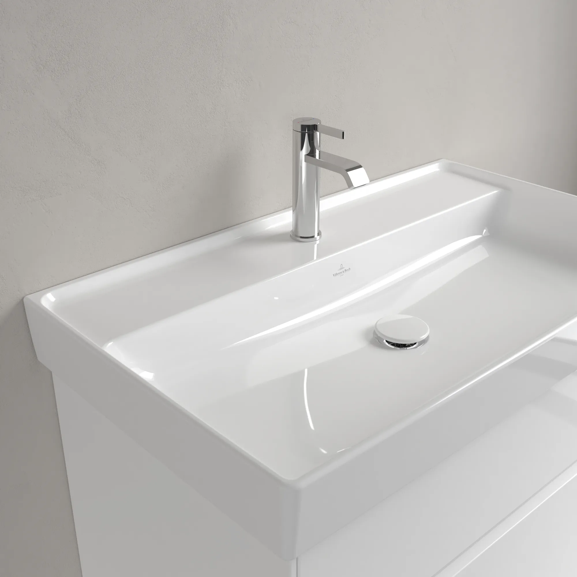 Villeroy & Boch Collaro Schrankwaschtisch, 800x465x160 mm, weiß Alpin CeramicPlus, TitanCeram, glänzend, 3-Loch-Armatur
