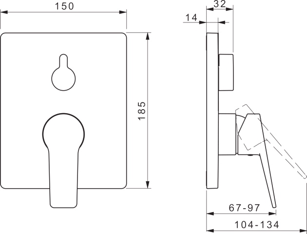 HA Einhebelmischer Fertigmontageset für Wanne/Brause HANSATWIST 8984 Rosette eckig Chrom