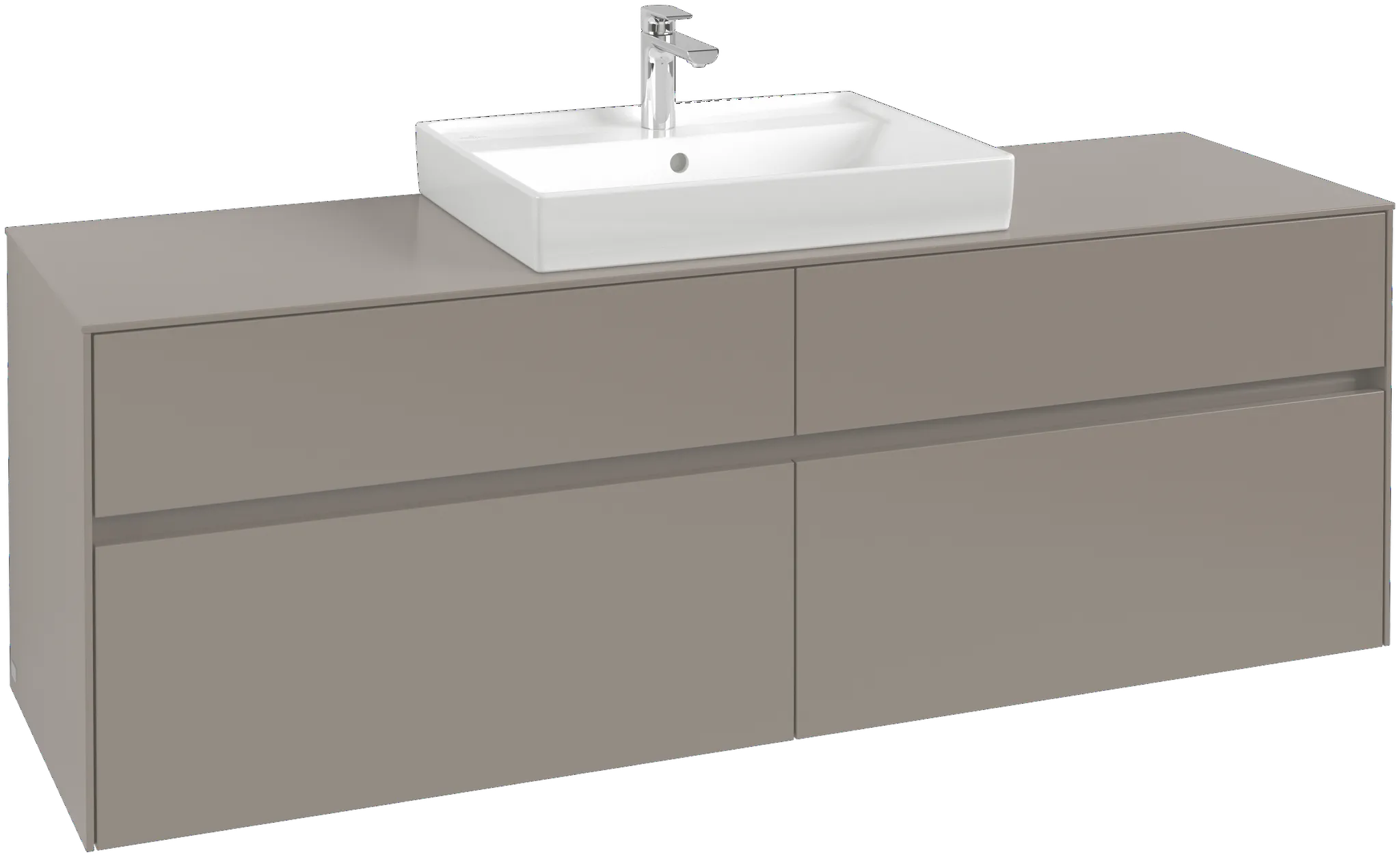 Villeroy & Boch Waschtischunterschrank „Collaro“ 1600 × 548 × 500 mm Glossy White, mit Beleuchtung, für Becken mittig