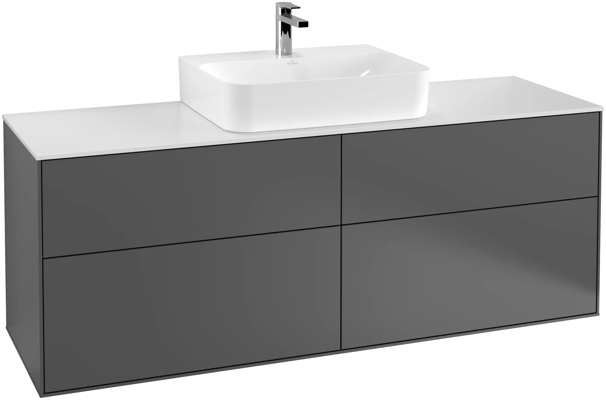 Villeroy & Boch Waschtischunterschrank „Finion“ für Schrankwaschtisch 1600 × 603 × 501 mm Anthracite Matt Lacquer, für Becken mittig