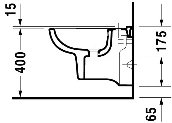 Duravit Wand-Bidet Compact „D-Code“, Befestigung sichtbar, mit Hahnlochbank 48 × 35 × 48 × 35 cm