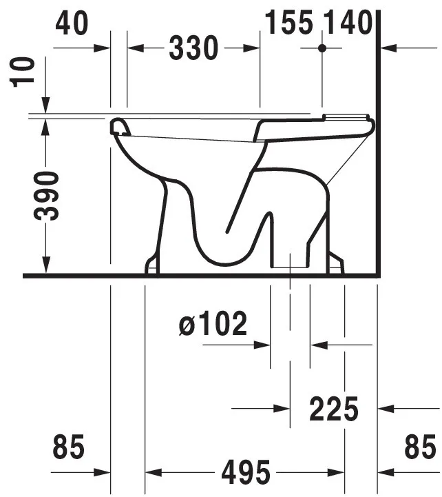 Stand-WC Kombi 1930 665 mm Tiefspüler, fürSPK, Abg.senkr., weiß