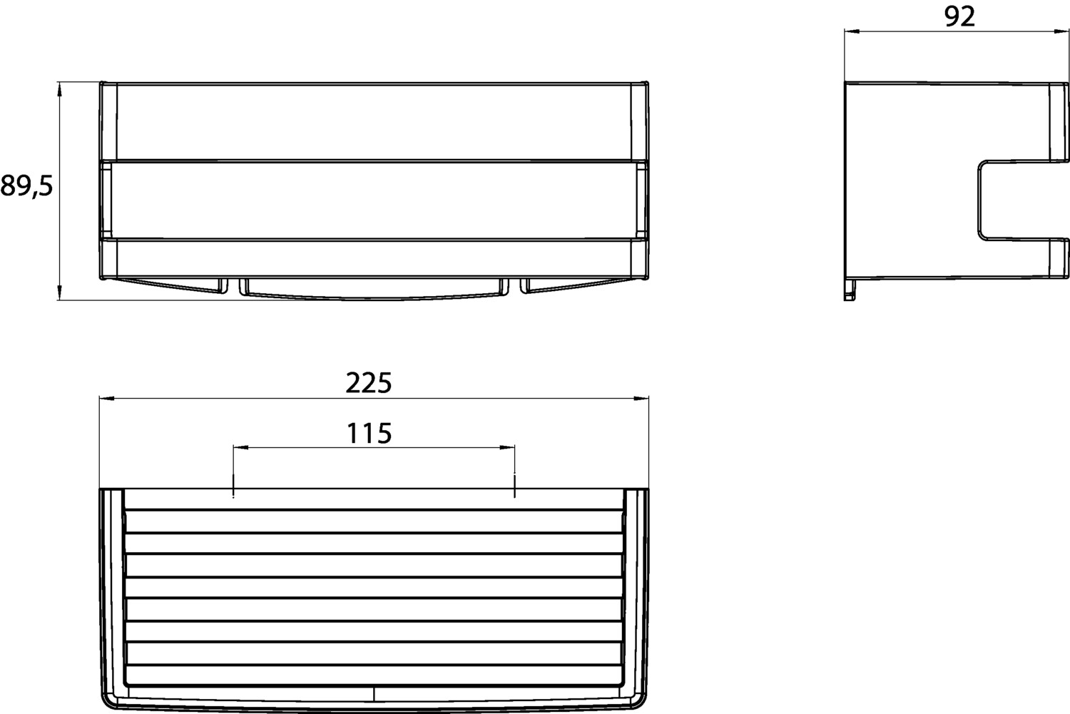 emco Eck-Wandkorb „system 2“, Form rechteckig 22,5 × 9,2 × 9 cm in chrom