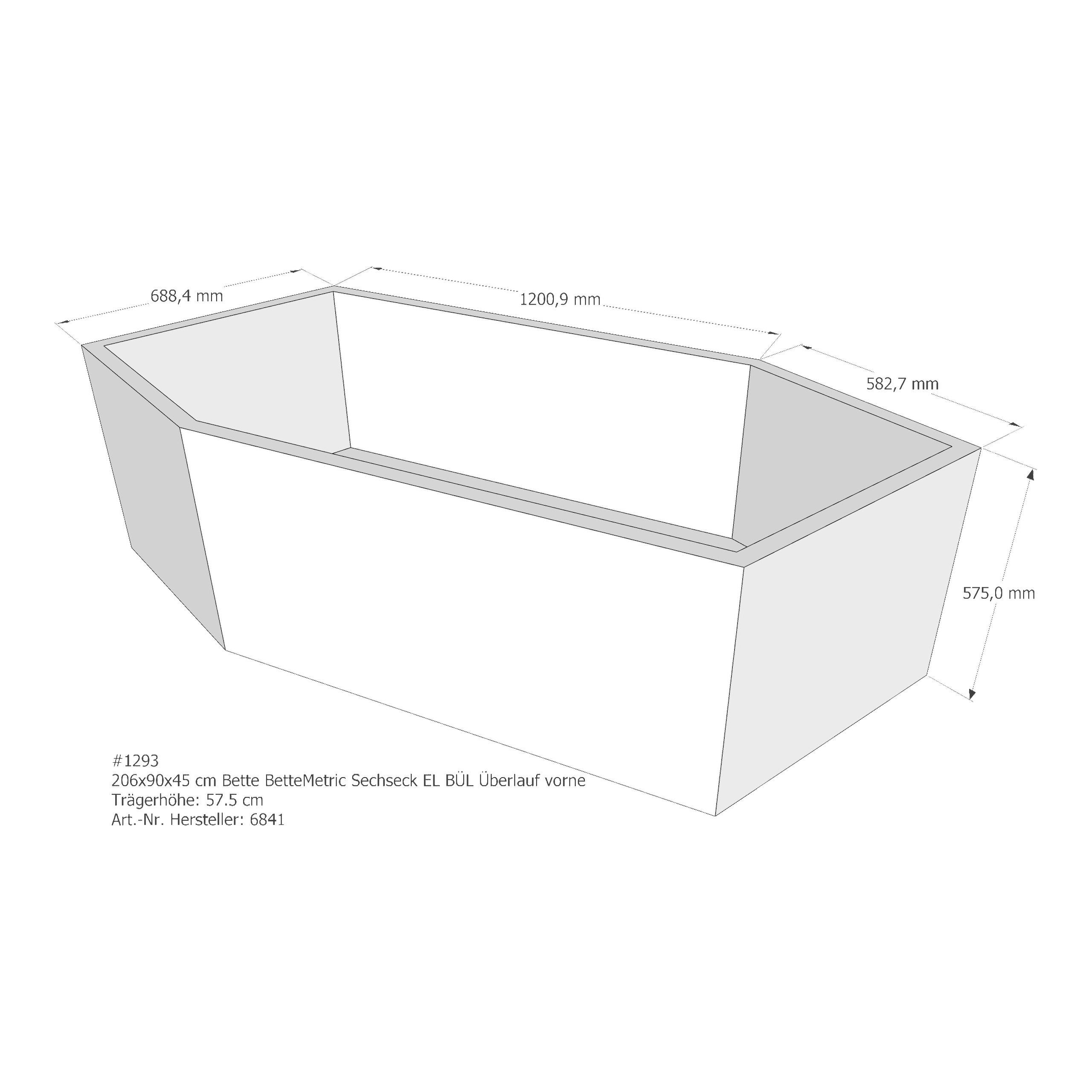Badewannenträger für Bette Metric 206 × 90 × 45 cm Ausführung: links Badewannenträger für Bette Metric 206 × 90 × 45 cm Ausführung: links