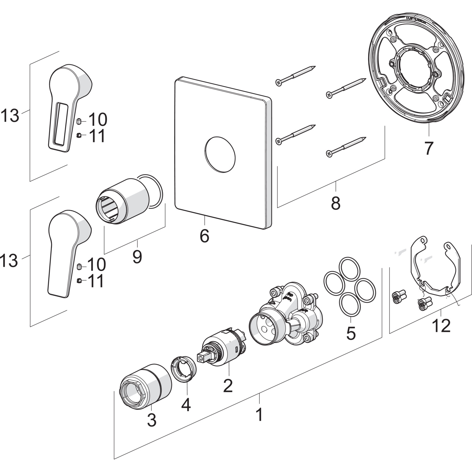 Einhebelmischer Fertigmontageset für Brausebatterie TWIST 8985 Rosette eckig Chrom Einhebelmischer Fertigmontageset für Brausebatterie TWIST 8985 Rosette eckig Chrom