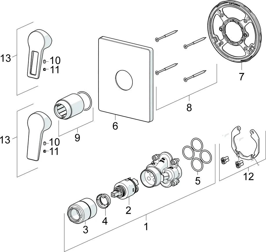 HansaTWIST Duscharmatur Einhebelmischer Fertigmontageset für Brausebatterie 8985 Rosette eckig Chrom HansaTWIST Duscharmatur Einhebelmischer Fertigmontageset für Brausebatterie 8985 Rosette eckig Chrom