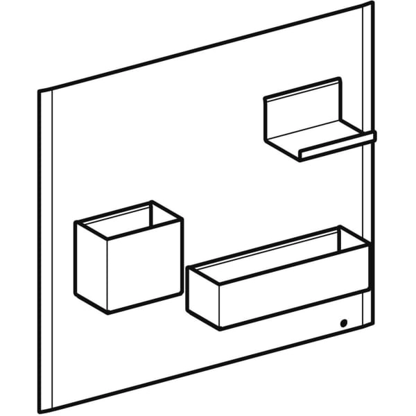 Magnettafel mit Stauboxen: weiß / pulverbeschichtet matt, lava / pulverbeschichtet matt