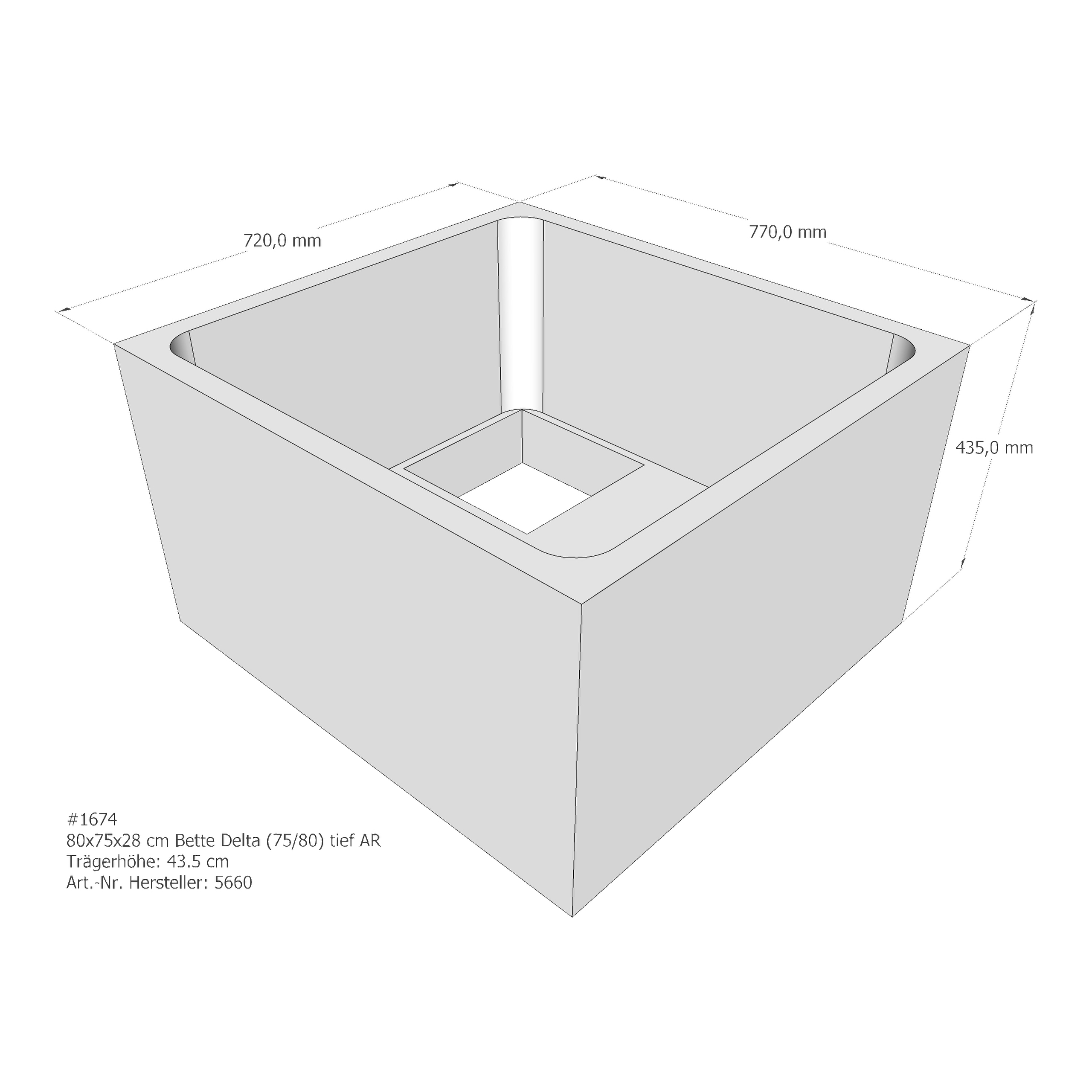 Duschwannenträger für Bette Delta (tief) 80 × 75 × 28 cm Duschwannenträger für Bette Delta (tief) 80 × 75 × 28 cm
