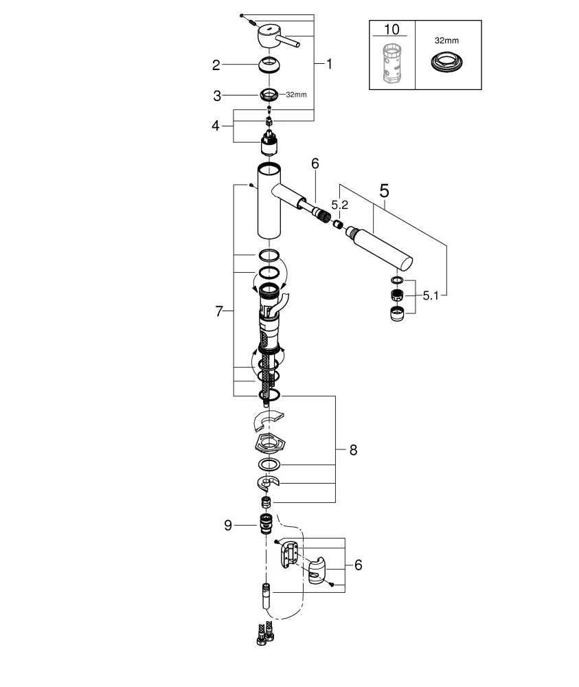 Einhand-Spültischbatterie Concetto 31129_1, mittelhoher Auslauf, Einlochmontage, herausziehbarer Mousseurauslauf, eigensicher, chrom