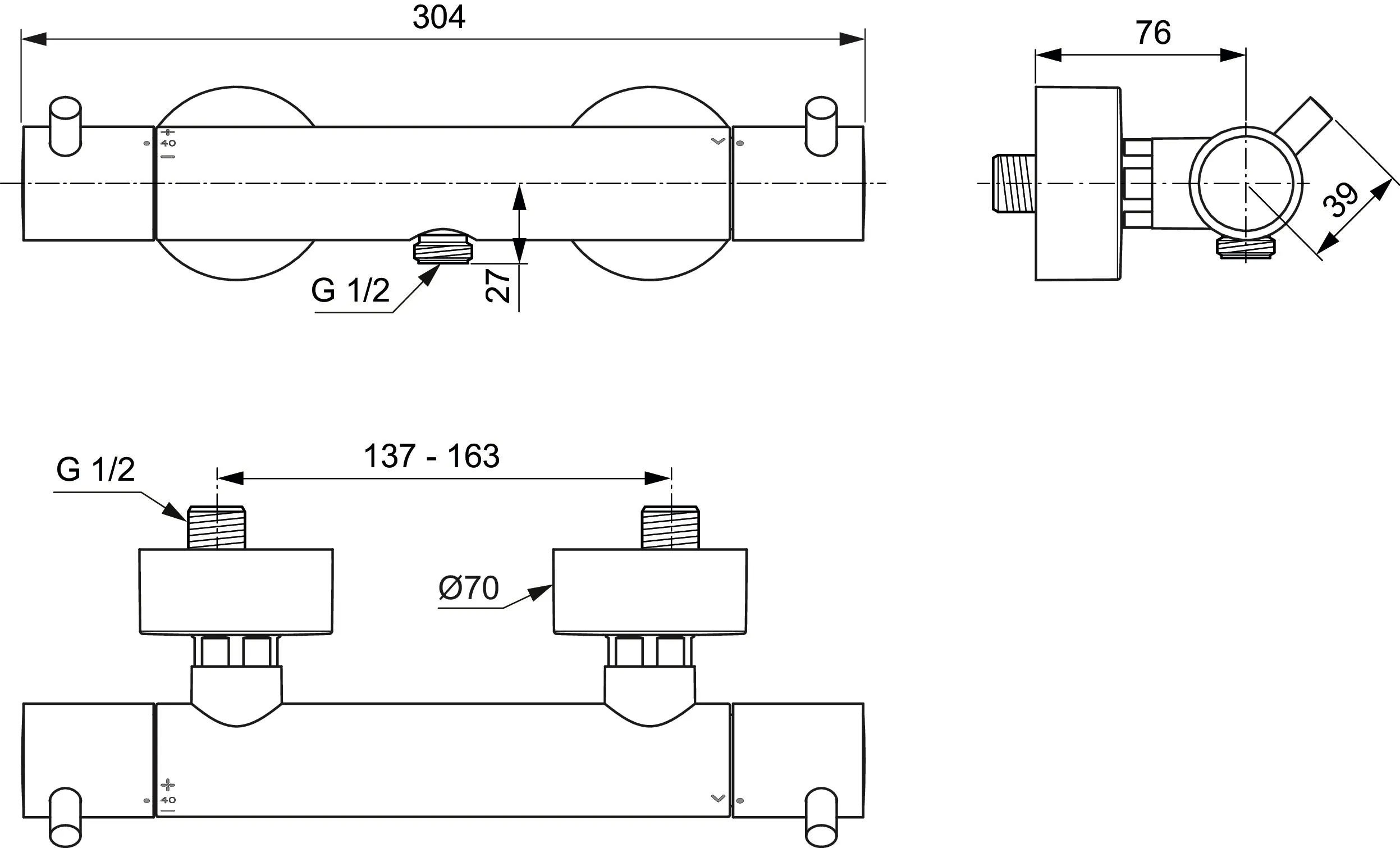 Zweihand-Duscharmatur „CerathermT125“ in Chrom