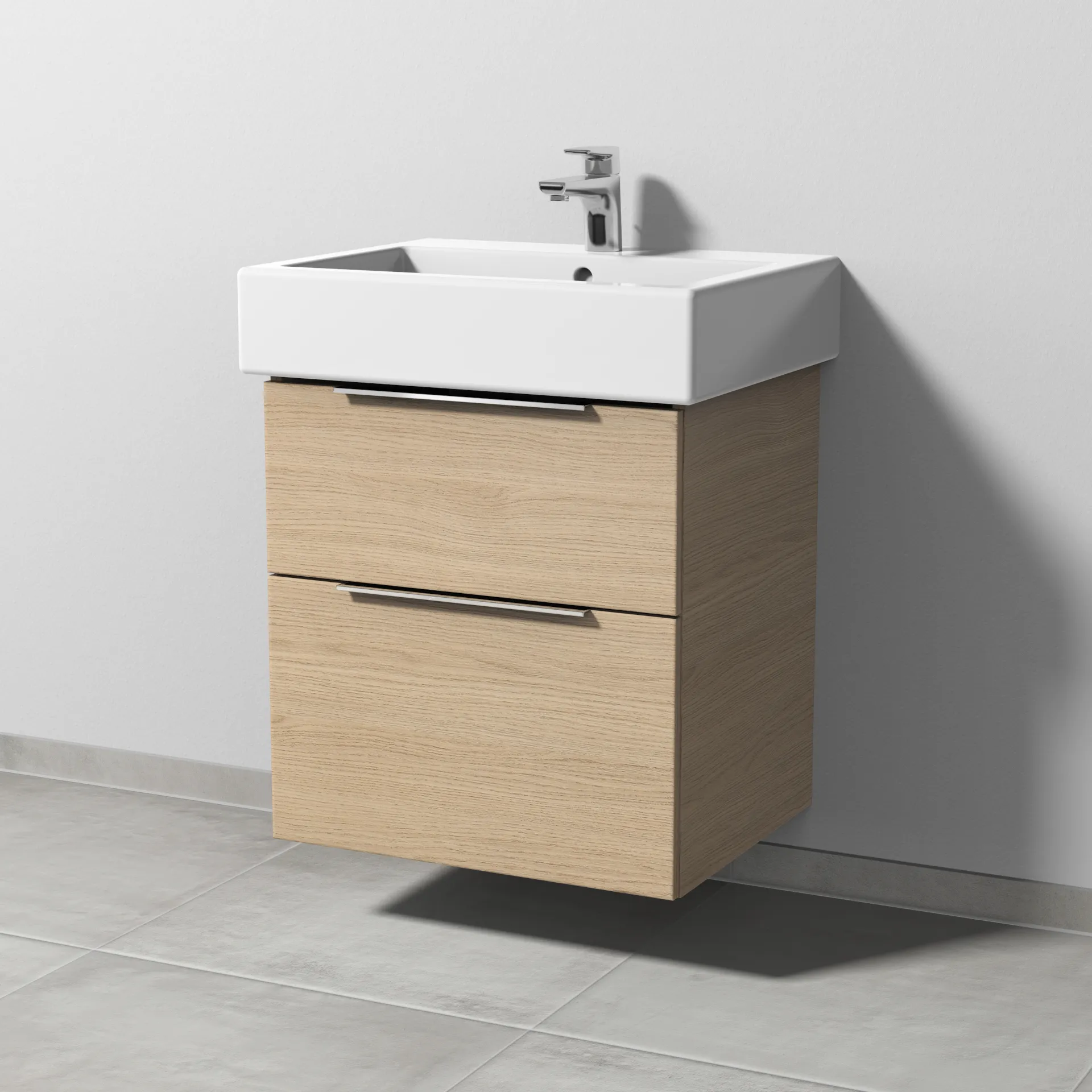 Sanipa Waschtischunterschrank „3way“ passend zu Keramik-Waschtische Vero von Duravit 550 × 593 × 447 mm in Eiche Nordic
