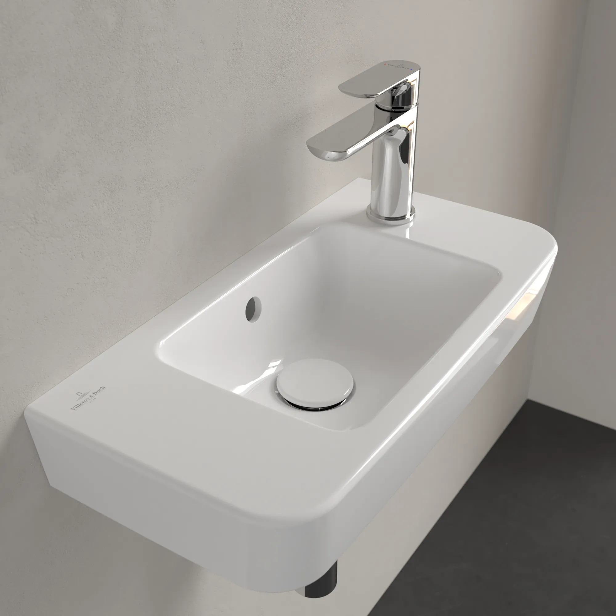 Villeroy & Boch Handwaschbecken Compact O.novo, 500x250x145 mm, weiß Alpin AntiBac CeramicPlus, 1-Loch-Armatur, Wandmontage Villeroy & Boch Handwaschbecken Compact O.novo, 500x250x145 mm, weiß Alpin AntiBac CeramicPlus, 1-Loch-Armatur, Wandmontage