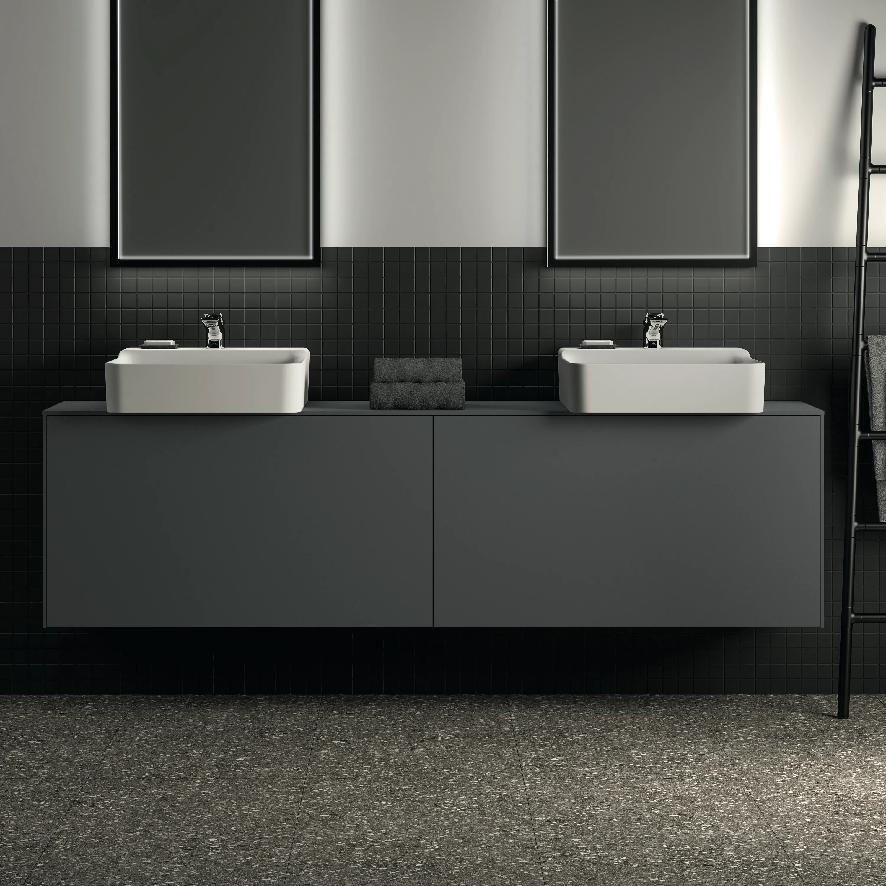 Ideal Standard Waschtischunterschrank „Conca“ 198,7 × 55 × 37,3 cm Anthrazit matt lackiert Ideal Standard Waschtischunterschrank „Conca“ 198,7 × 55 × 37,3 cm Anthrazit matt lackiert
