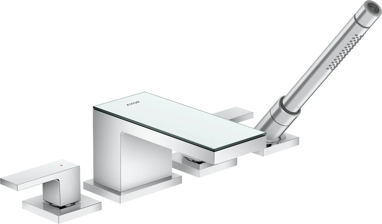 Hansgrohe AXOR MyEdition 4-Loch Wannenrandarmatur schwarz/chrom, Ausladung 151 mm, max. Durchfluss 22 l/min, Wannenrandmontage