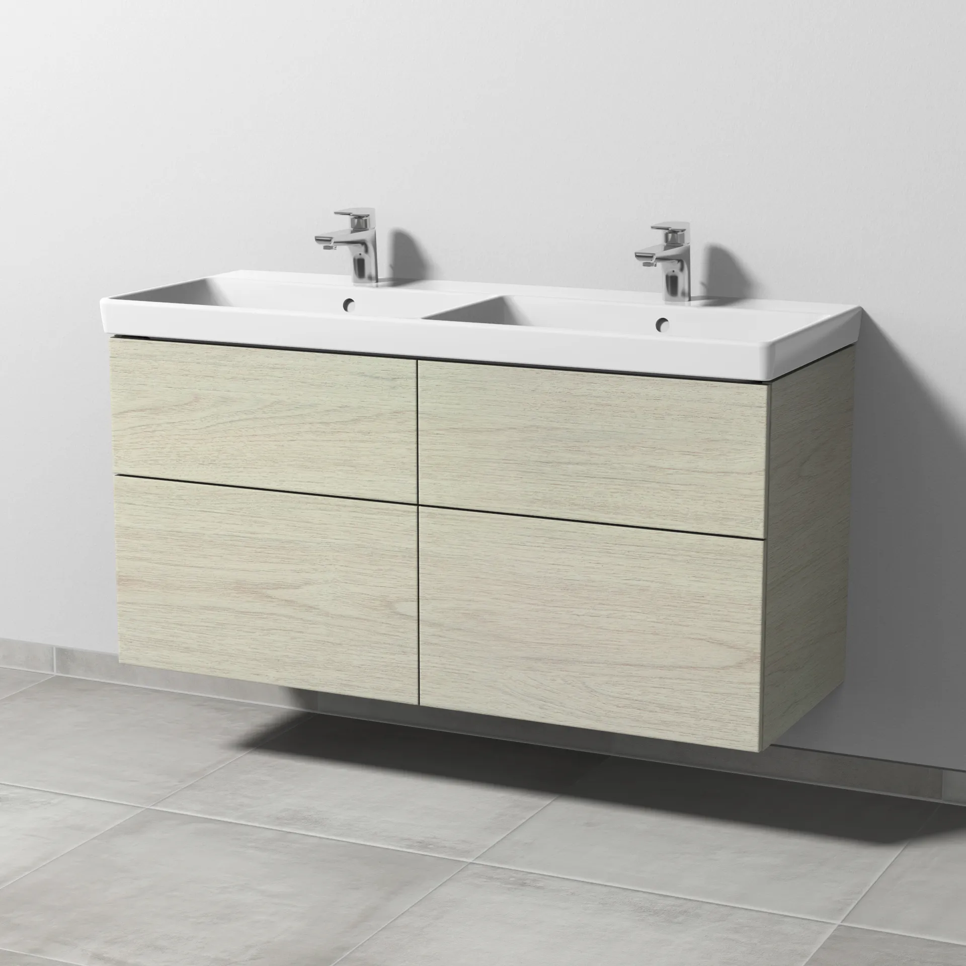 Sanipa Waschtischunterschrank „3way“ passend zu Keramik-Waschtische Avento von Villeroy & Boch 1180 × 580 × 452 mm in White Oak