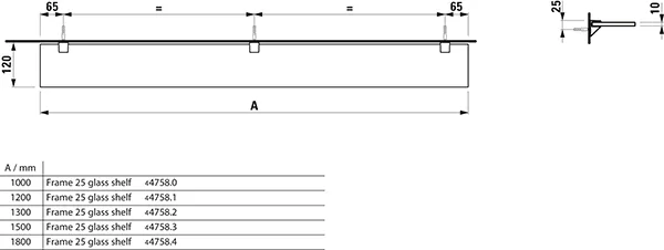 Laufen Glasablage FRAME 25 120x1300x10 mit 3 Wandbefestigungen silbereloxiert Laufen Glasablage FRAME 25 120x1300x10 mit 3 Wandbefestigungen silbereloxiert