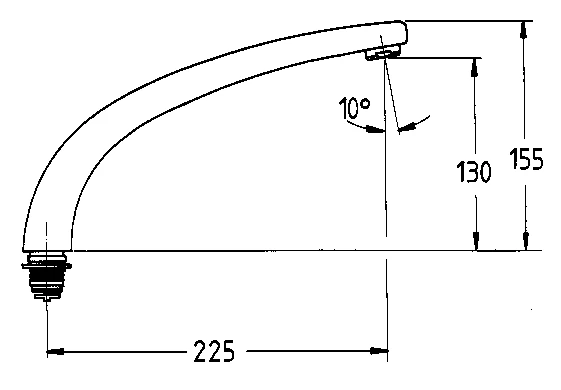 GROHE Gussauslauf 13429 Ausladung 225mm für Florida SPT-Batterie 31660 chrom