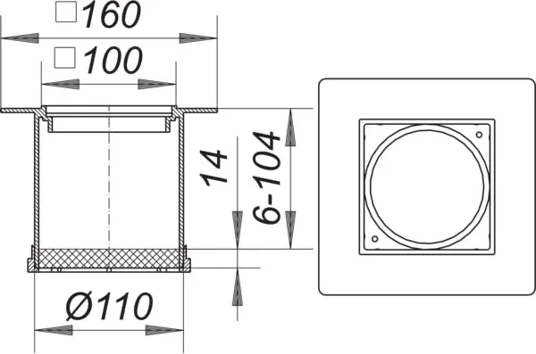 Aufsatzrahmen PVC-EN 10, 100 x 100 mm Aufsatzrahmen PVC-EN 10, 100 x 100 mm