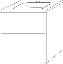 Sanipa Mineralguss-Waschtisch-Set mit Waschtischunterschrank „3way“ 50 × 40,7 × 58,2 cm in Graphit-Matt