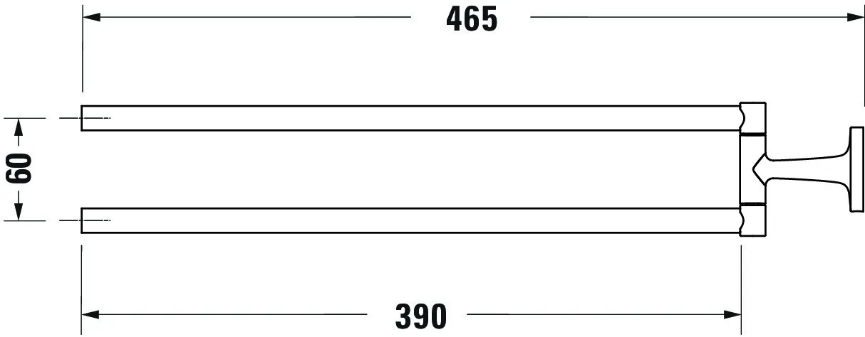 Duravit Handtuchhalter „Starck T“, Befestigung verdeckt, 2-armig 8,8 × 5,7 × 48,6 cm Duravit Handtuchhalter „Starck T“, Befestigung verdeckt, 2-armig 8,8 × 5,7 × 48,6 cm