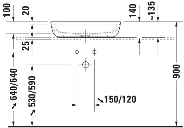 Aufsatzwaschtisch „Luv“, ohne Überlauf, Hahnlochposition mittig Aufsatzwaschtisch „Luv“, ohne Überlauf, Hahnlochposition mittig