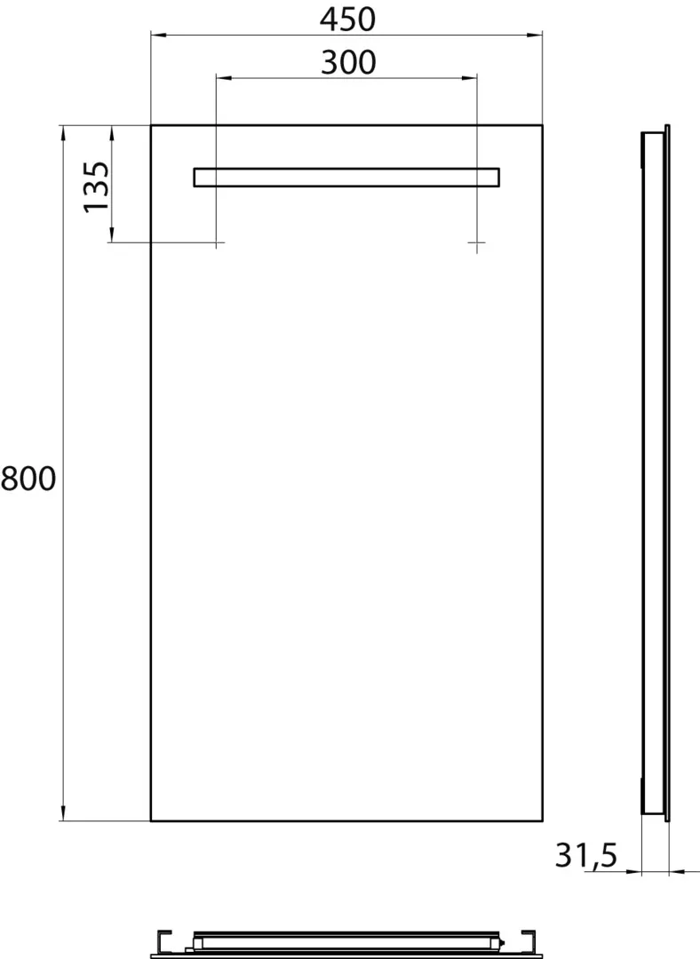 Lichtspiegel MI 100, 450 x 800 mm4000K, Raumschaltung IP 44 Lichtspiegel MI 100, 450 x 800 mm4000K, Raumschaltung IP 44