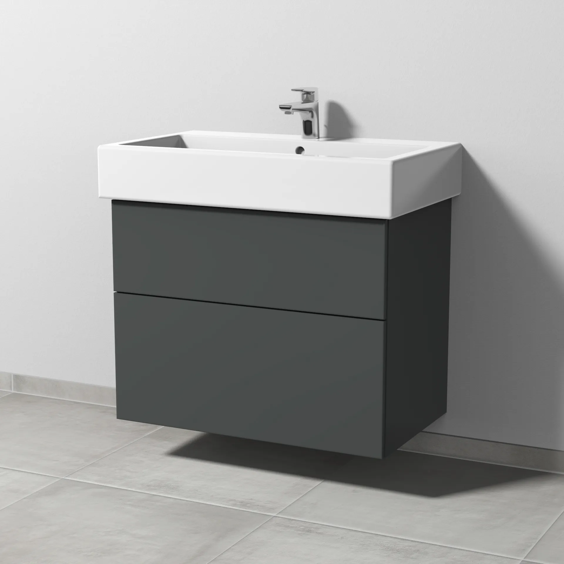 Sanipa Waschtischunterschrank „3way“ passend zu Keramik-Waschtische Vero von Duravit 750 × 593 × 447 mm in Anthrazit (matt)