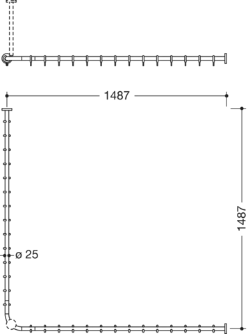 HEWI Duschvorhangstange „System 900“ 152,2 × 152,2 cm HEWI Duschvorhangstange „System 900“ 152,2 × 152,2 cm