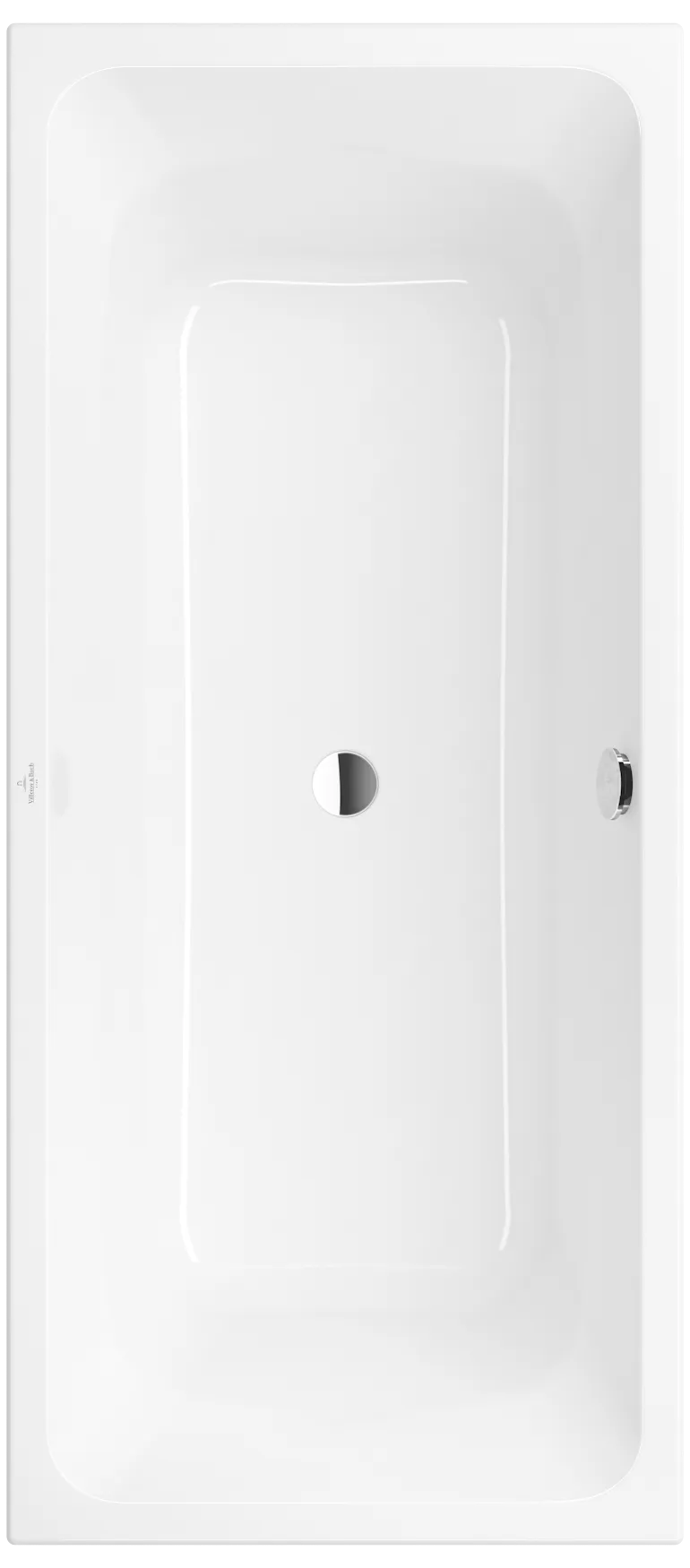 Villeroy & Boch Badewanne „Avento“ rechteck 170 × 75 cm, Mittelablauf in Weiß Alpin