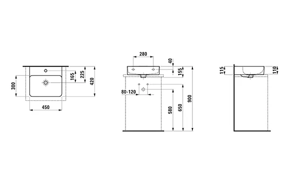 Aufsatzhandwaschbecken VAL 420x450x155 1 Hahnloch mit Überlauf weiß Aufsatzhandwaschbecken VAL 420x450x155 1 Hahnloch mit Überlauf weiß