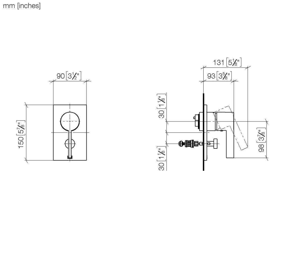 Dornbracht UP-Einhandbatterie mit Umstellung Chrom