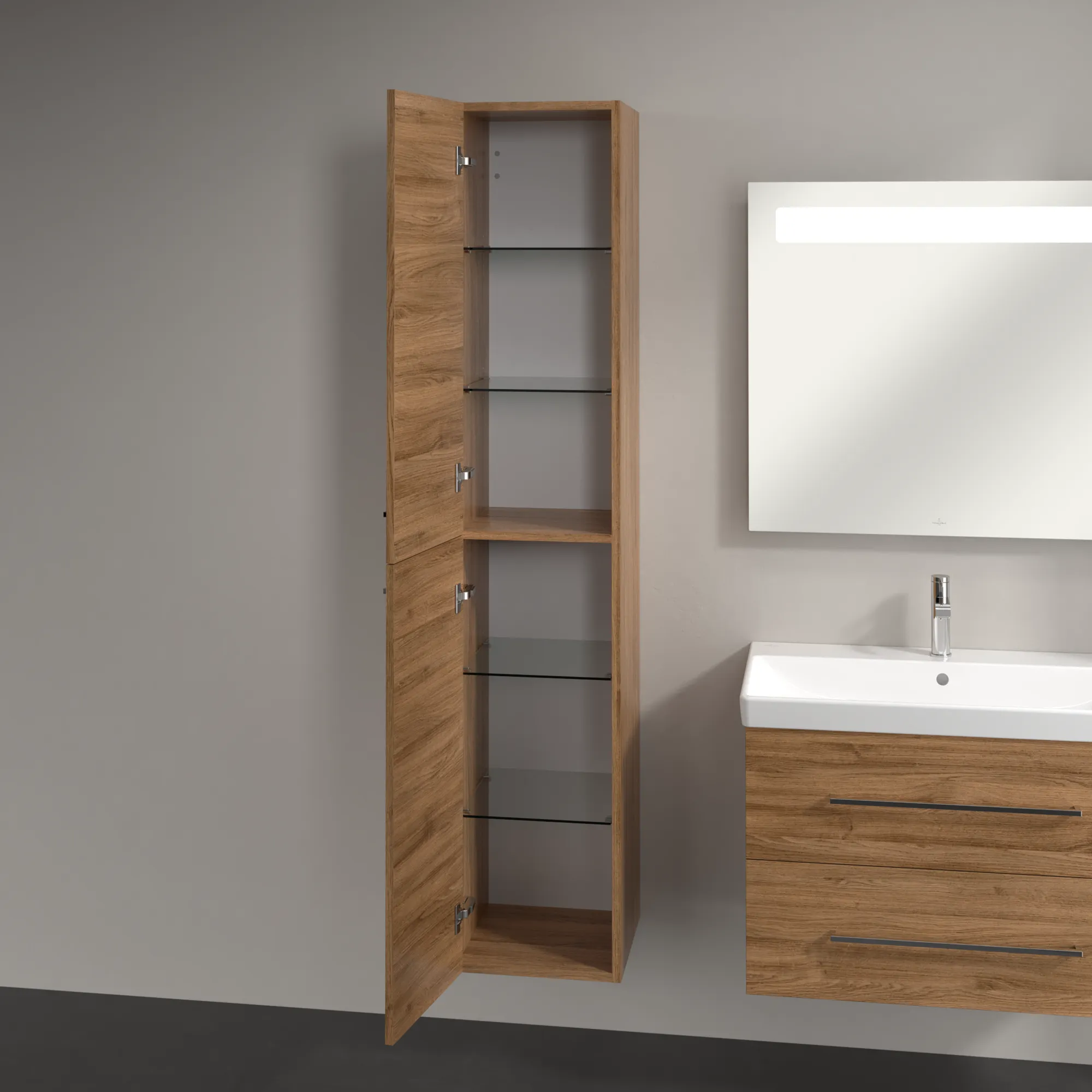 Villeroy & Boch Hochschrank „Avento“ 35 × 176 × 37,2 × 37,2 cm Kansas Oak, Anschlag links, Soft Closing, 2 Türen Villeroy & Boch Hochschrank „Avento“ 35 × 176 × 37,2 × 37,2 cm Kansas Oak, Anschlag links, Soft Closing, 2 Türen